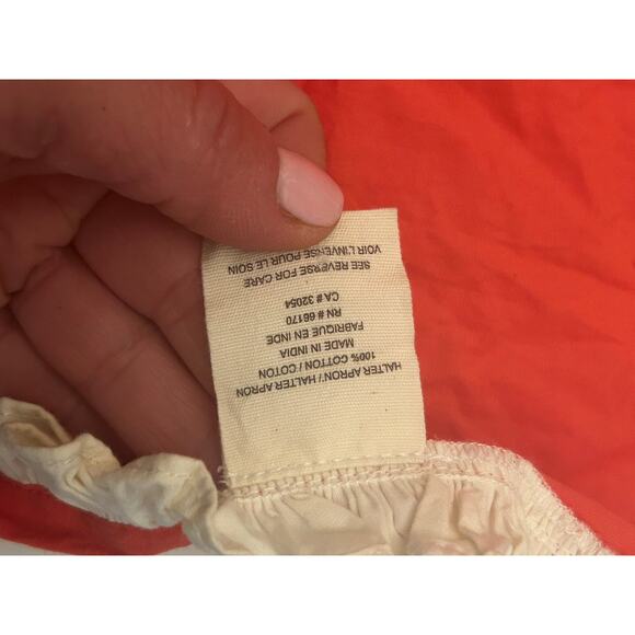 Anthropologie Pink White coral Tea and crumpets ruffle Apron Cotton Stitching - Picture 6 of 6